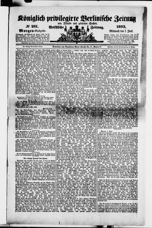 Königlich privilegirte Berlinische Zeitung von Staats- und gelehrten Sachen vom 01.06.1892
