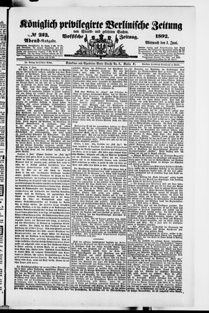Königlich privilegirte Berlinische Zeitung von Staats- und gelehrten Sachen on Jun 1, 1892