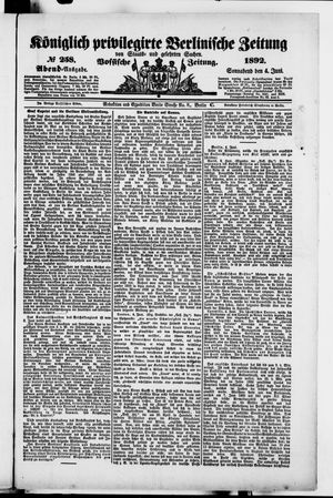Königlich privilegirte Berlinische Zeitung von Staats- und gelehrten Sachen vom 04.06.1892