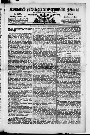 Königlich privilegirte Berlinische Zeitung von Staats- und gelehrten Sachen vom 05.06.1892