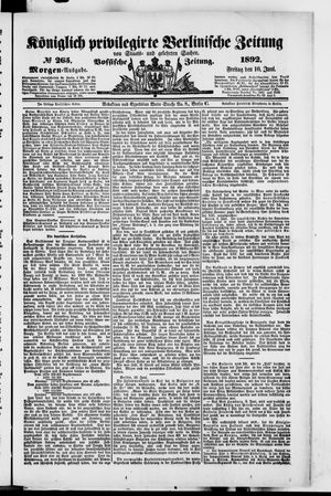 Königlich privilegirte Berlinische Zeitung von Staats- und gelehrten Sachen vom 10.06.1892