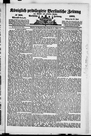 Königlich privilegirte Berlinische Zeitung von Staats- und gelehrten Sachen on Jun 10, 1892