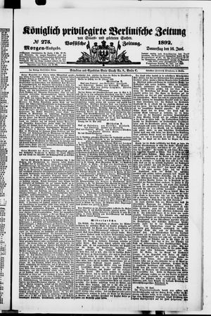Königlich privilegirte Berlinische Zeitung von Staats- und gelehrten Sachen on Jun 16, 1892