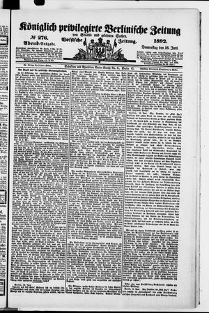 Königlich privilegirte Berlinische Zeitung von Staats- und gelehrten Sachen on Jun 16, 1892