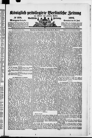 Königlich privilegirte Berlinische Zeitung von Staats- und gelehrten Sachen vom 18.06.1892