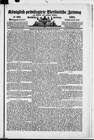 Königlich privilegirte Berlinische Zeitung von Staats- und gelehrten Sachen on Jun 21, 1892