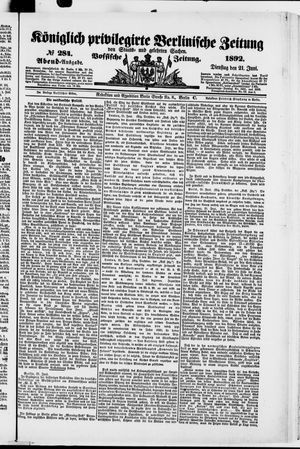 Königlich privilegirte Berlinische Zeitung von Staats- und gelehrten Sachen vom 21.06.1892