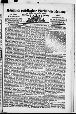 Königlich privilegirte Berlinische Zeitung von Staats- und gelehrten Sachen on Jun 22, 1892