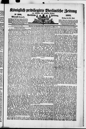 Königlich privilegirte Berlinische Zeitung von Staats- und gelehrten Sachen on Jun 24, 1892