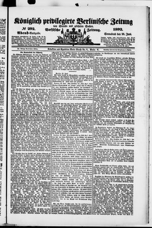 Königlich privilegirte Berlinische Zeitung von Staats- und gelehrten Sachen vom 25.06.1892