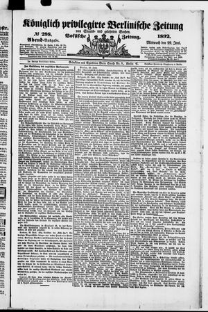 Königlich privilegirte Berlinische Zeitung von Staats- und gelehrten Sachen vom 29.06.1892