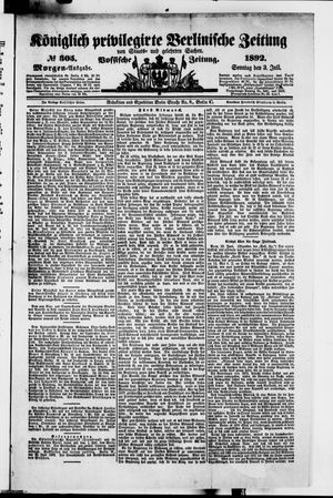 Königlich privilegirte Berlinische Zeitung von Staats- und gelehrten Sachen vom 03.07.1892