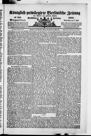 Königlich privilegirte Berlinische Zeitung von Staats- und gelehrten Sachen on Jul 7, 1892