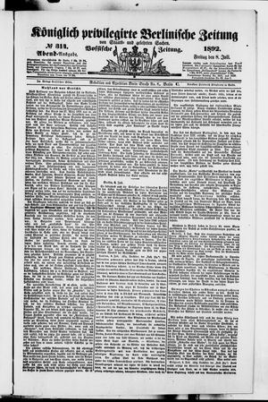 Königlich privilegirte Berlinische Zeitung von Staats- und gelehrten Sachen vom 08.07.1892
