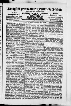 Königlich privilegirte Berlinische Zeitung von Staats- und gelehrten Sachen vom 09.07.1892