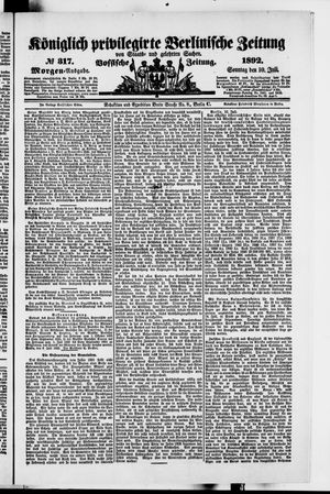 Königlich privilegirte Berlinische Zeitung von Staats- und gelehrten Sachen vom 10.07.1892