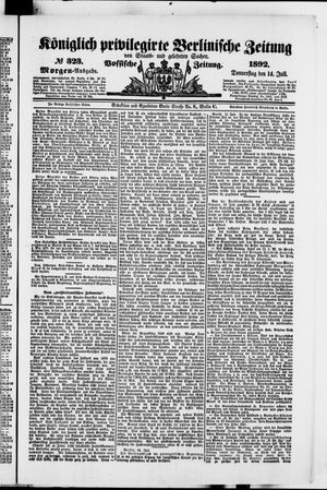 Königlich privilegirte Berlinische Zeitung von Staats- und gelehrten Sachen vom 14.07.1892