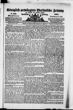 Königlich privilegirte Berlinische Zeitung von Staats- und gelehrten Sachen vom 14.07.1892