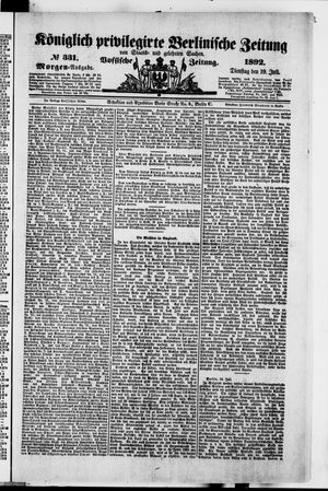 Königlich privilegirte Berlinische Zeitung von Staats- und gelehrten Sachen vom 19.07.1892