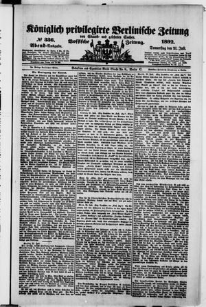 Königlich privilegirte Berlinische Zeitung von Staats- und gelehrten Sachen on Jul 21, 1892