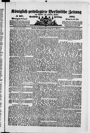 Königlich privilegirte Berlinische Zeitung von Staats- und gelehrten Sachen on Jul 22, 1892
