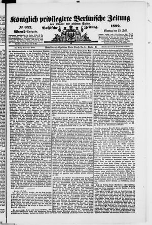 Königlich privilegirte Berlinische Zeitung von Staats- und gelehrten Sachen on Jul 25, 1892