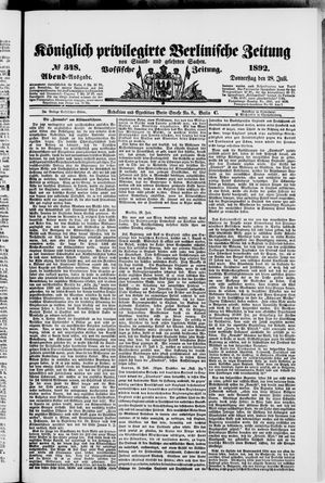 Königlich privilegirte Berlinische Zeitung von Staats- und gelehrten Sachen on Jul 28, 1892
