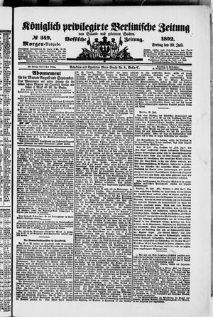 Königlich privilegirte Berlinische Zeitung von Staats- und gelehrten Sachen vom 29.07.1892