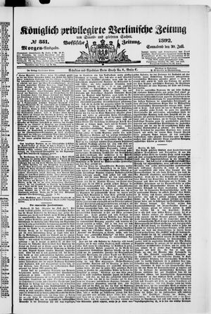 Königlich privilegirte Berlinische Zeitung von Staats- und gelehrten Sachen on Jul 30, 1892