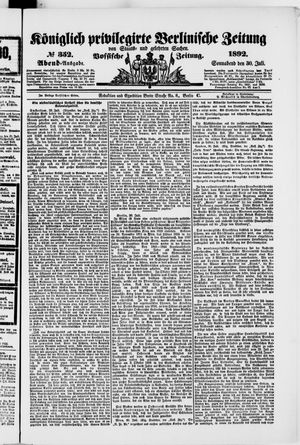 Königlich privilegirte Berlinische Zeitung von Staats- und gelehrten Sachen vom 30.07.1892