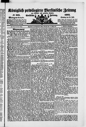 Königlich privilegirte Berlinische Zeitung von Staats- und gelehrten Sachen vom 31.07.1892