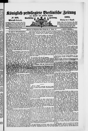 Königlich privilegirte Berlinische Zeitung von Staats- und gelehrten Sachen vom 01.08.1892