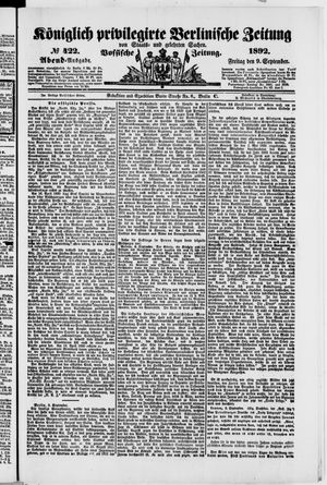Königlich privilegirte Berlinische Zeitung von Staats- und gelehrten Sachen vom 09.09.1892