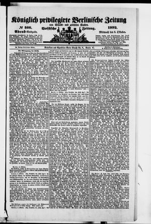 Königlich privilegirte Berlinische Zeitung von Staats- und gelehrten Sachen vom 05.10.1892