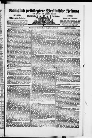 Königlich privilegirte Berlinische Zeitung von Staats- und gelehrten Sachen vom 07.10.1892