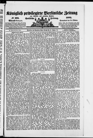 Königlich privilegirte Berlinische Zeitung von Staats- und gelehrten Sachen vom 15.10.1892