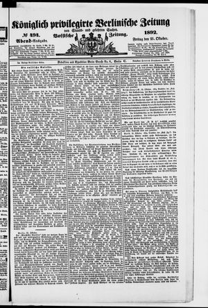 Königlich privilegirte Berlinische Zeitung von Staats- und gelehrten Sachen vom 21.10.1892
