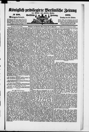 Königlich privilegirte Berlinische Zeitung von Staats- und gelehrten Sachen on Oct 25, 1892