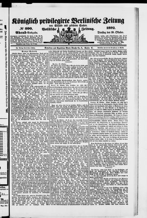 Königlich privilegirte Berlinische Zeitung von Staats- und gelehrten Sachen on Oct 25, 1892