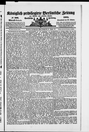 Königlich privilegirte Berlinische Zeitung von Staats- und gelehrten Sachen vom 29.10.1892