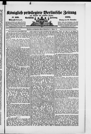 Königlich privilegirte Berlinische Zeitung von Staats- und gelehrten Sachen vom 28.11.1892