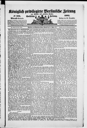 Königlich privilegirte Berlinische Zeitung von Staats- und gelehrten Sachen vom 30.12.1892