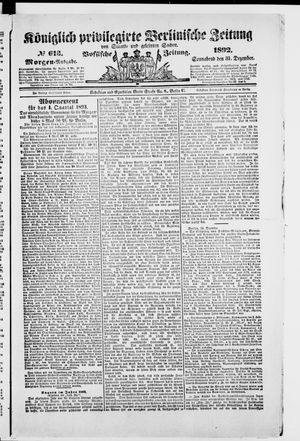 Königlich privilegirte Berlinische Zeitung von Staats- und gelehrten Sachen vom 31.12.1892