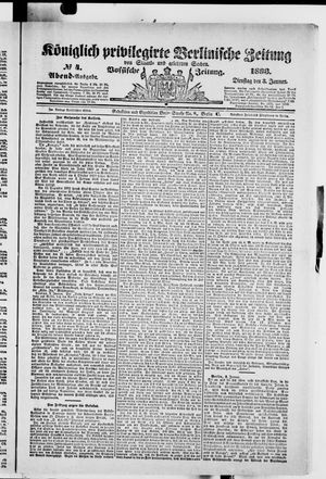 Königlich privilegirte Berlinische Zeitung von Staats- und gelehrten Sachen on Jan 3, 1893