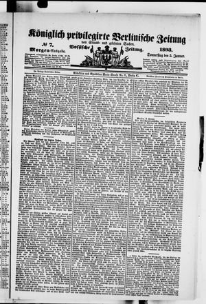 Königlich privilegirte Berlinische Zeitung von Staats- und gelehrten Sachen vom 05.01.1893