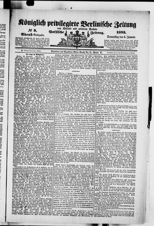 Königlich privilegirte Berlinische Zeitung von Staats- und gelehrten Sachen on Jan 5, 1893