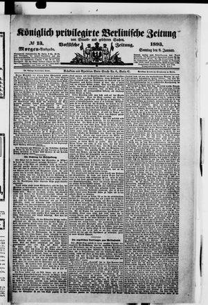Königlich privilegirte Berlinische Zeitung von Staats- und gelehrten Sachen on Jan 8, 1893