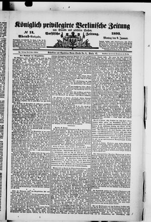 Königlich privilegirte Berlinische Zeitung von Staats- und gelehrten Sachen vom 09.01.1893