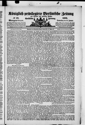 Königlich privilegirte Berlinische Zeitung von Staats- und gelehrten Sachen vom 12.01.1893