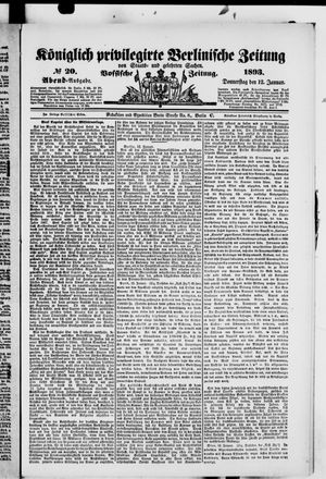 Königlich privilegirte Berlinische Zeitung von Staats- und gelehrten Sachen vom 12.01.1893